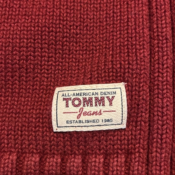 Tommy Jeans Heavy Men’s Pullover Long Sleeve Burgundy Sweater 1097 - Picture 5 of 6
